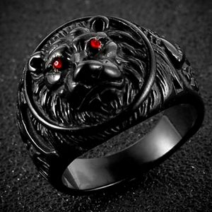 Stainless steel black lions head ring size 7-13